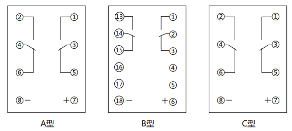 JCDY-2/C直流電壓繼電器內部接線及外引接線圖