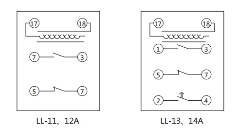 LL-12A/5繼電器內(nèi)部接線