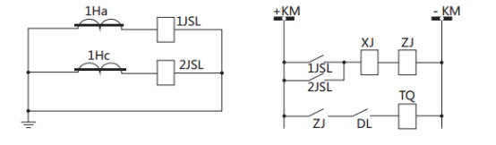 JSL-12繼電器構成的二相式定時限保護的原理圖