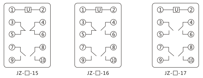 JZY（J)-211X靜態(tài)中間繼電器內(nèi)部接線圖及外引接線圖