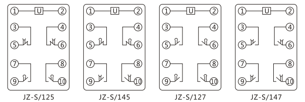 JZ-S/229靜態(tài)可調(diào)延時(shí)中間繼電器內(nèi)部接線圖及外引接線圖