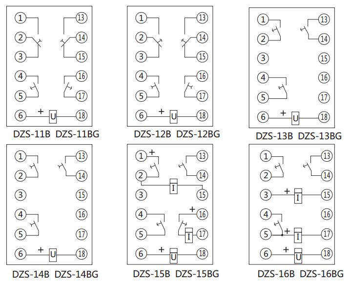 DZS-14BG延時(shí)中間繼電器內(nèi)部接線(xiàn)圖及外引接線(xiàn)圖